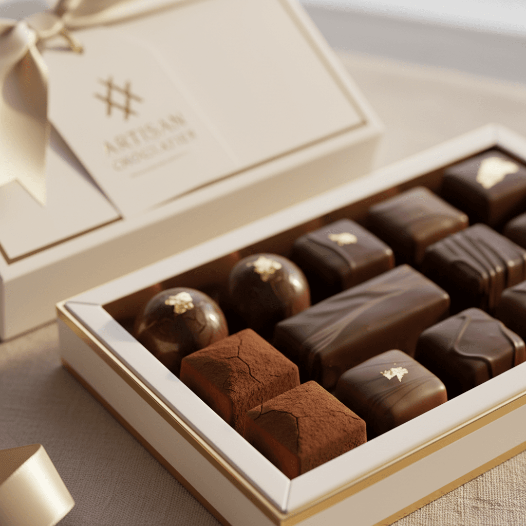 Seasonal chocolate box with candied orange peel and sea salt