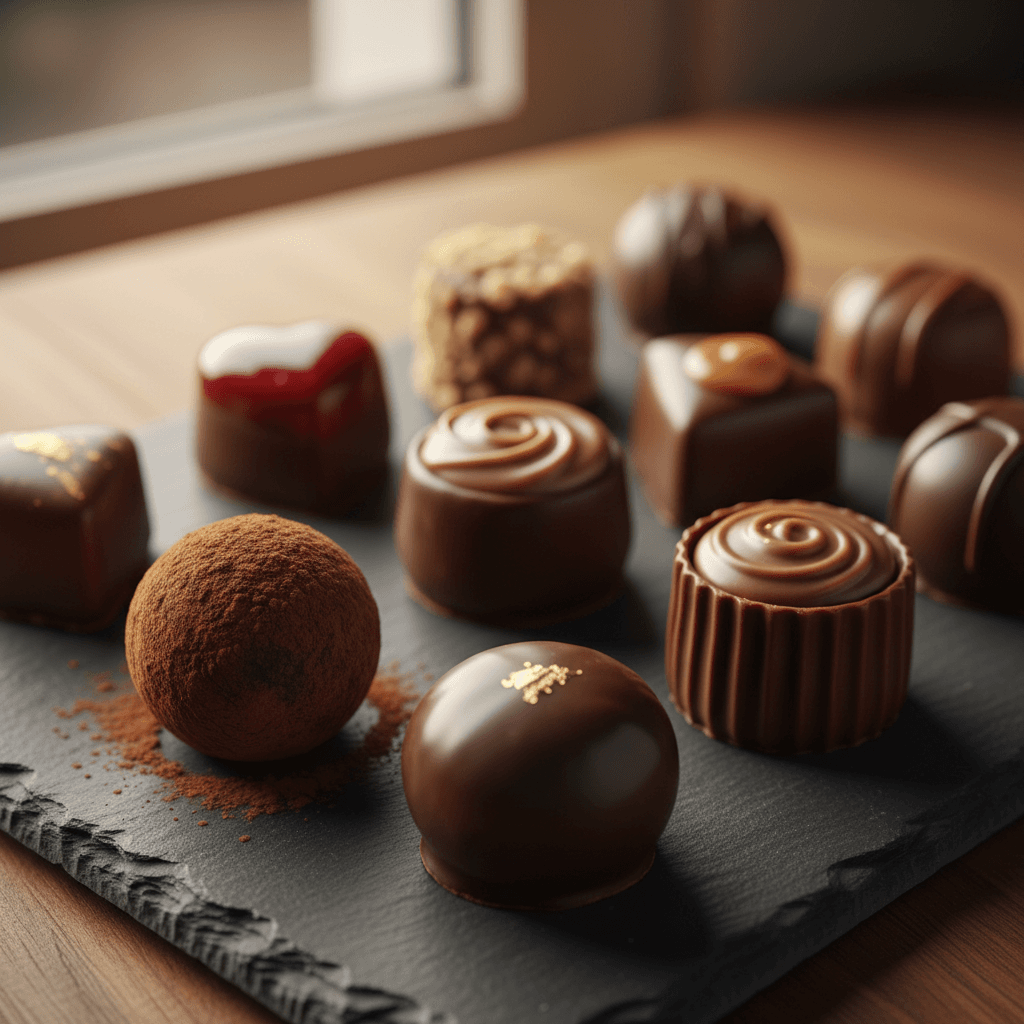 Dark chocolate truffles dusted with cocoa powder